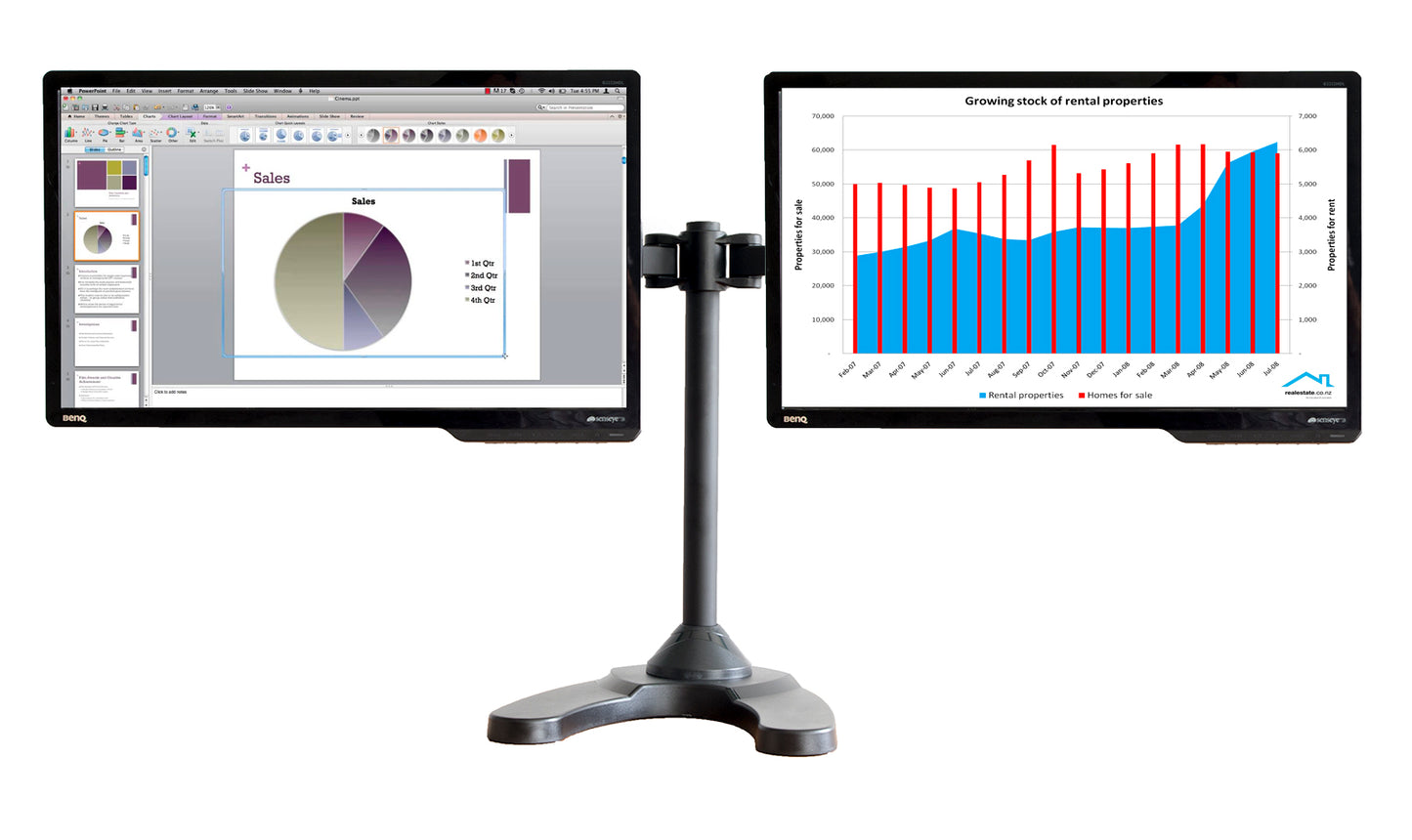 Strata Stand Double Monitor Stand Black