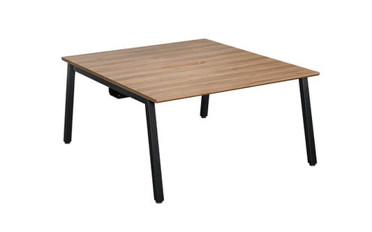 1400x800mm Back to Back Add-on Bench Desk American Black Walnut Top Black Legs