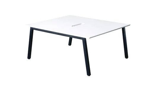 1400x800mm Back to Back Add-on Bench Desk White Top Black Legs