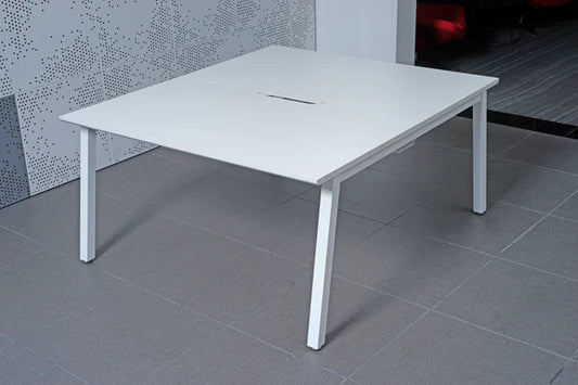 1400x800mm Back to Back Add-on Bench Desk White Top White Legs