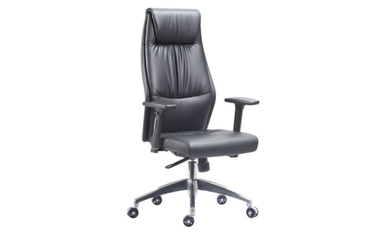 High Back Executive Chair with Height Adj Arms Faux Leather Black