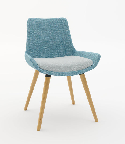 Brooklyn Single Seater Chair with 4 Wooden Legs (Many Fabric Colours Available)