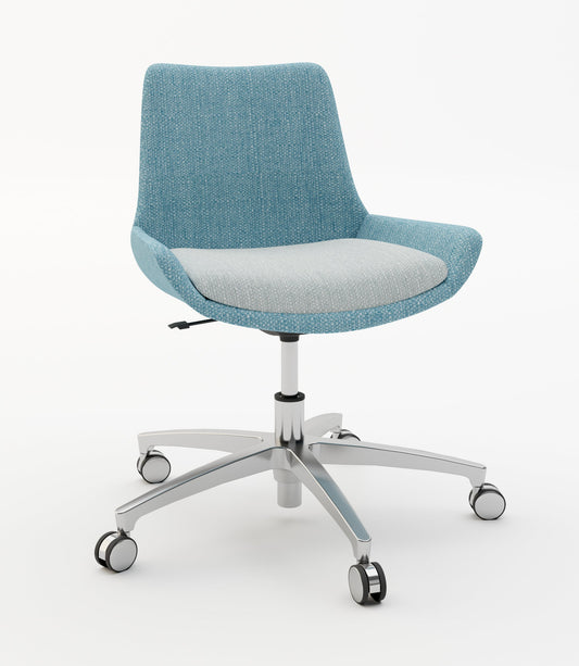 Brooklyn Single Seater Chair with Chrome 5 Star Base & Castors (Many Fabric Colours Available)