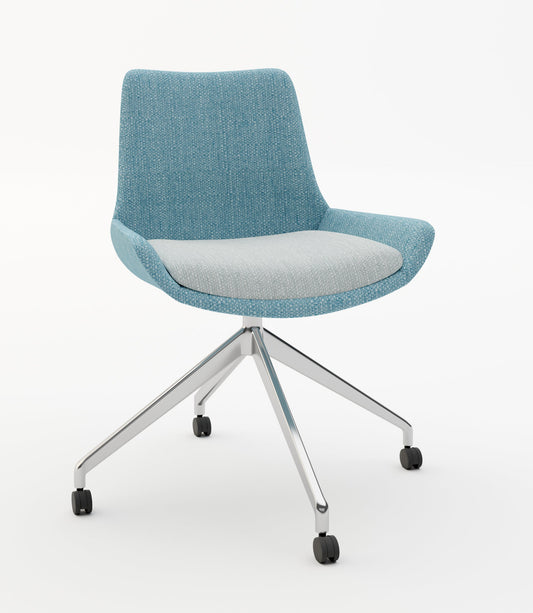 Brooklyn Single Seater Chair with Chrome Base & Castors (Many Fabric Colours Available)