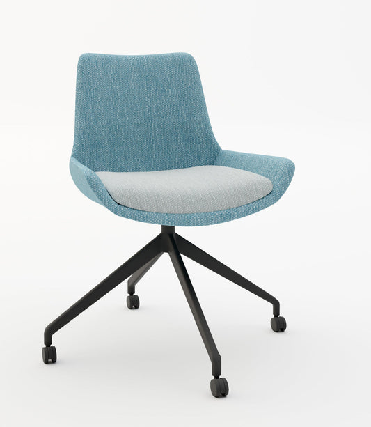 Brooklyn Single Seater Chair with Black Base & Castors (Many Fabric Colours Available)