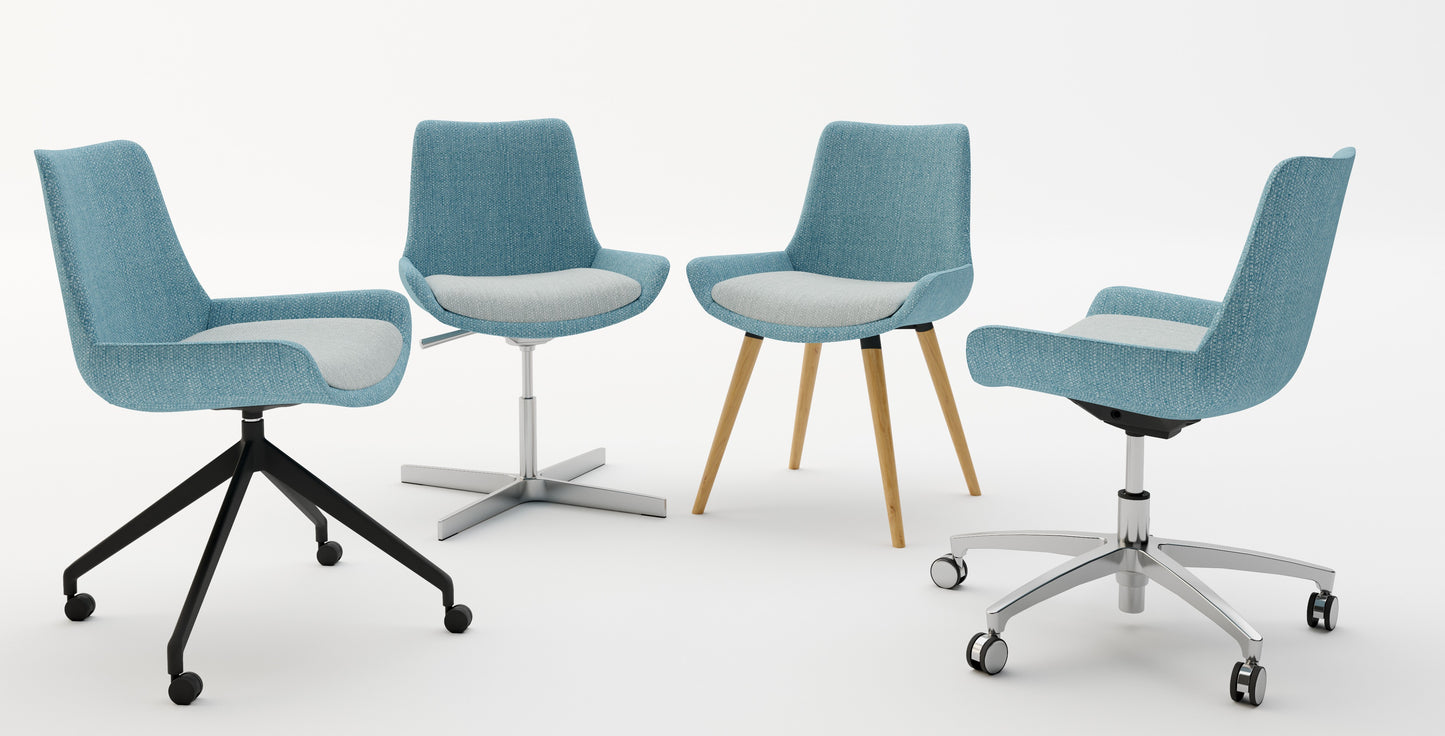 Brooklyn Single Seater Chair with Chrome 5 Star Base & Glides (Many Fabric Colours Available)
