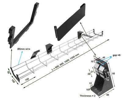 WireGuard Under-Desk Galvanized Steel Mesh Cable Tray
