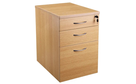 Endurance 600mm Deep Desk High 3 Drawer Pedestal Light Oak