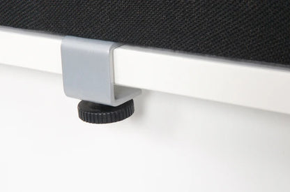 Value 1400mm Desk Mounted Screen with G clamp fixing brackets Jet Black Fabric