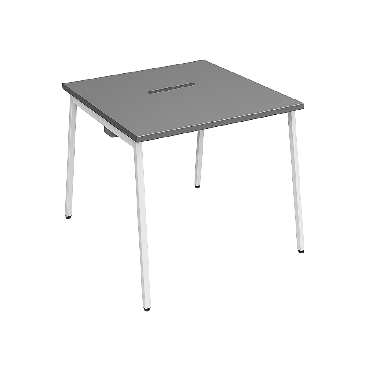 Gray table with white legs on a white background