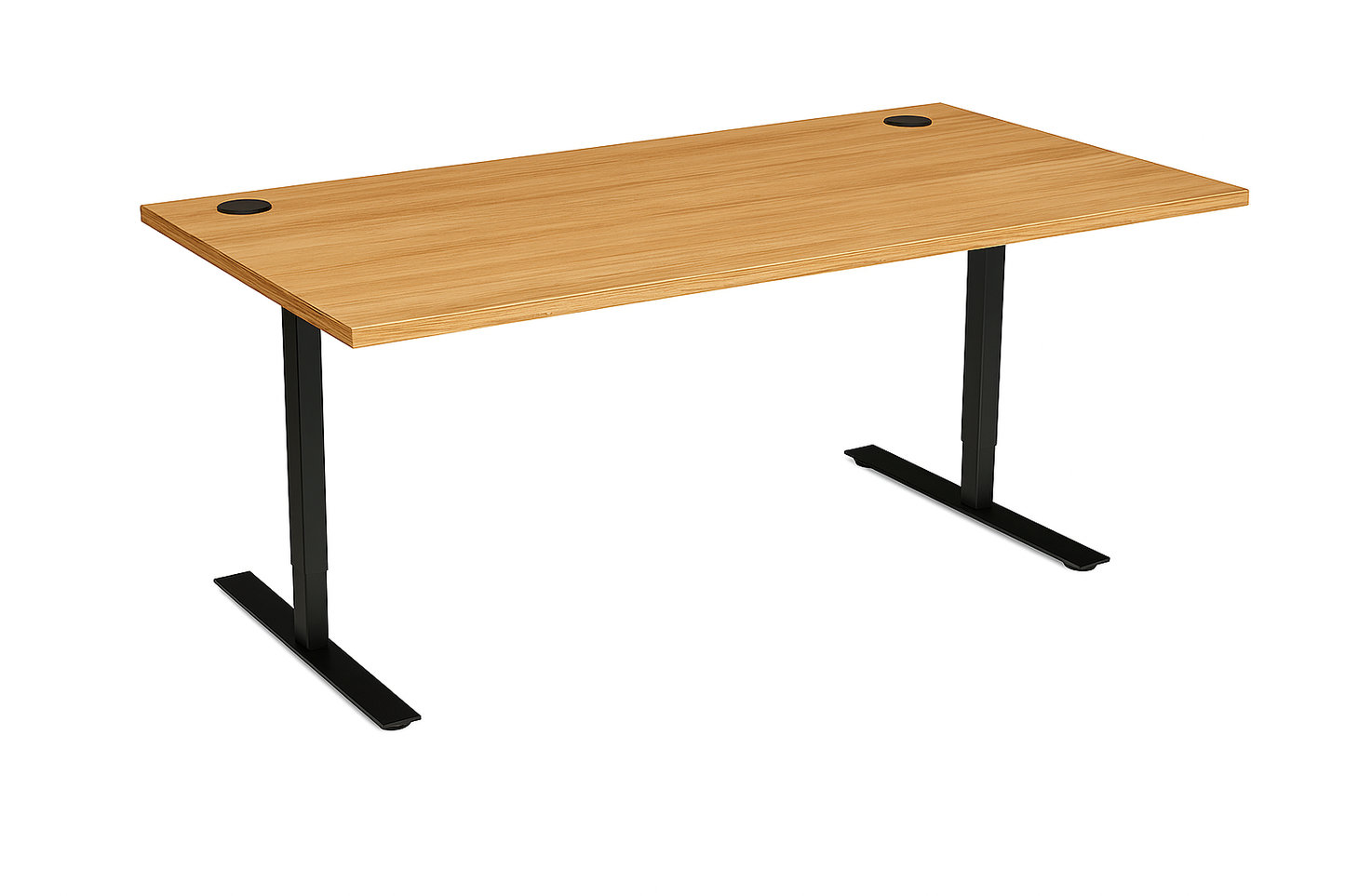 Value 1600x800mm Height Adjustable Desk American Black Walnut Top Black Legs