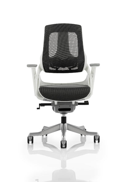 Zure High Back White Shell Executive Chair with Height Adjustable Arms Charcoal