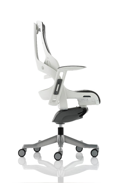 Zure High Back White Shell Executive Chair with Height Adjustable Arms Charcoal