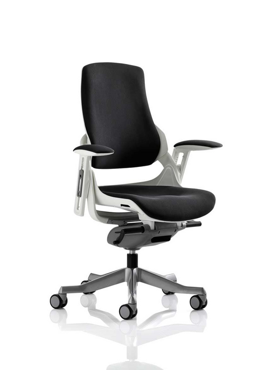 Zure High Back White Shell Executive Chair, Height Adjustable Arms Black