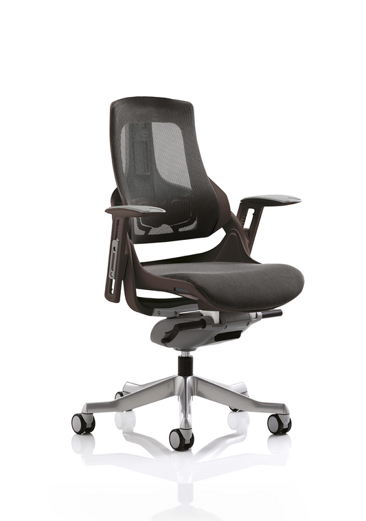 Zure High Back Black Shell Executive Chair, Height Adj Arms Charcoal D.S.