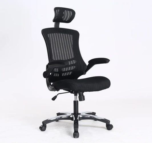 Executive Mesh Operator Armchair with Foldaway Arms Headrest Black