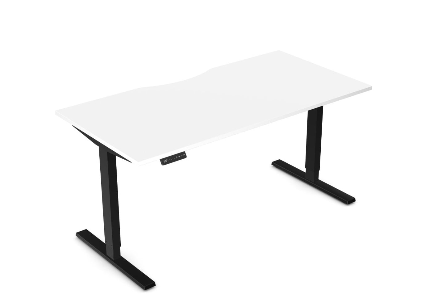 Zoom 1600mm Height Adjustable Electric Desk White Top with Scallop Finish & Black Metal Legs