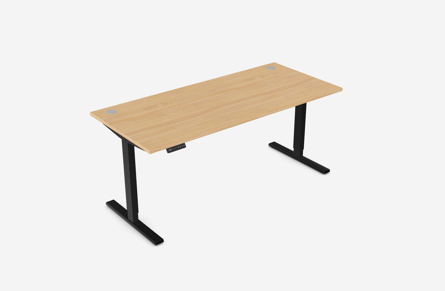 Zoom 1800mm Height Adjustable Electric Desk Beech Top with Portal Finish & Black Metal Legs