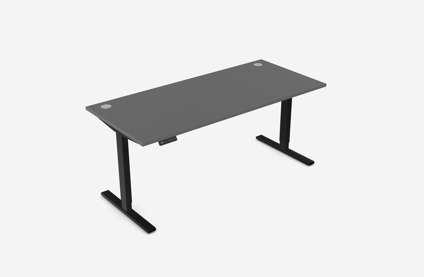 Zoom 1800mm Height Adjustable Electric Desk Graphite Top with Portal Finish & Black Metal Legs