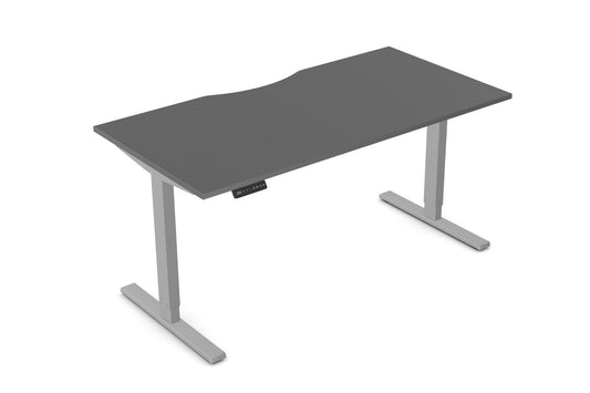 Zoom 1600mm Height Adjustable Electric Desk Graphite Top with Scallop Finish & Silver Metal Legs