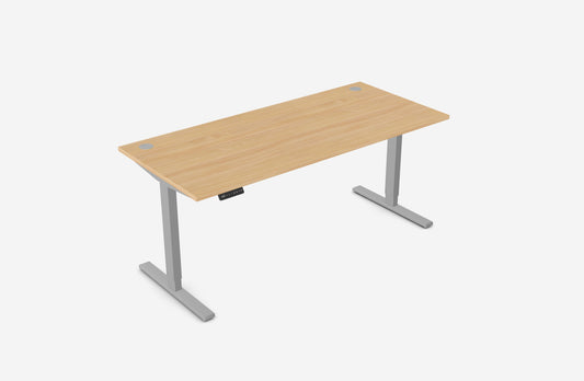 Zoom 1800mm Height Adjustable Electric Desk Beech Top with Portal Finish & Silver Metal Legs