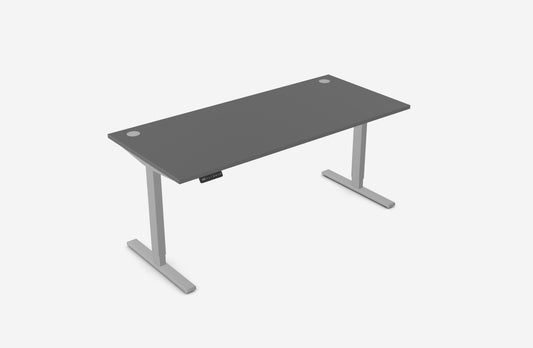 Zoom 1800mm Height Adjustable Electric Desk Graphite Top with Portal Finish & Silver Metal Legs