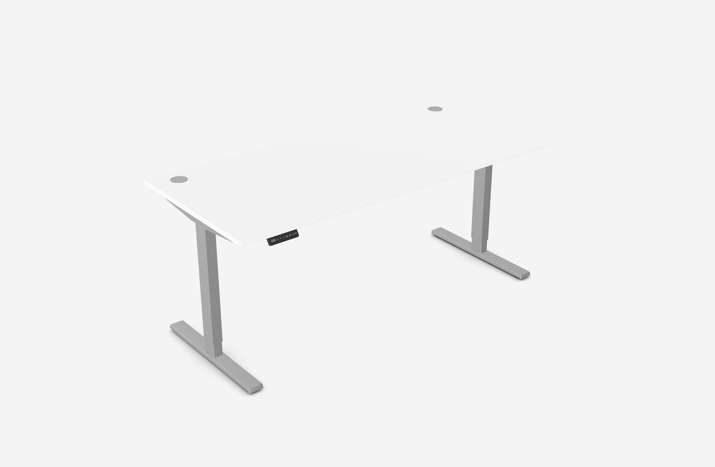 Zoom 1800mm Height Adjustable Electric Desk White Top with Portal Finish & Silver Metal Legs