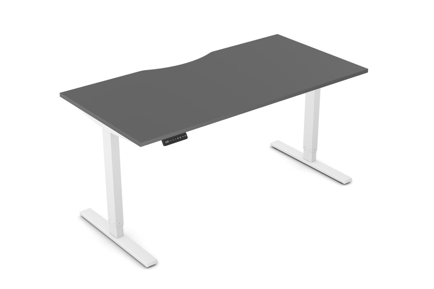 Zoom 1600mm Height Adjustable Electric Desk Graphite Top with Scallop Finish & White Metal Legs