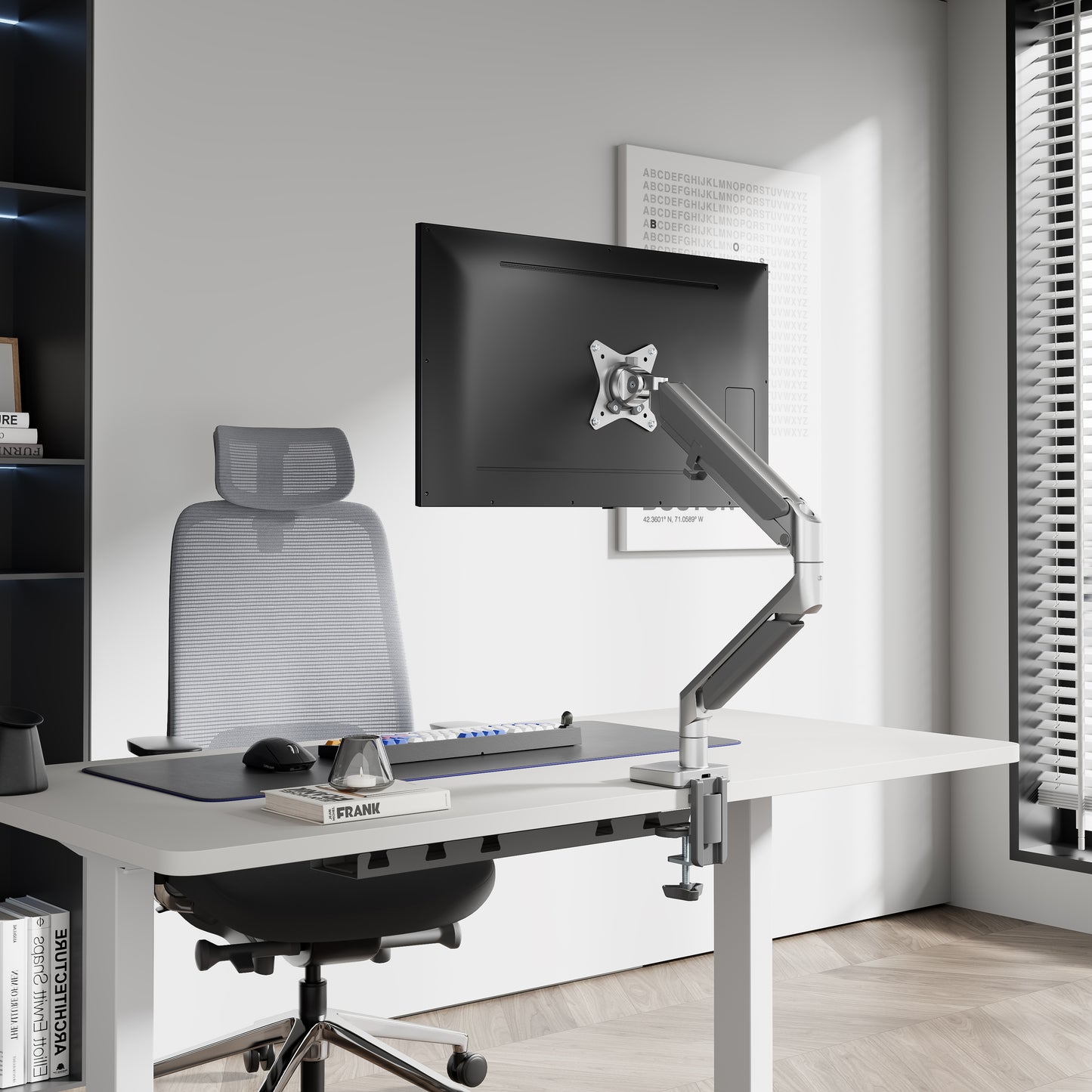 Novara Gas Spring Single Monitor Arm Silver