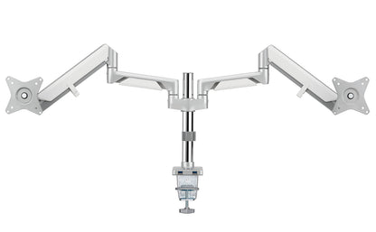 Novara Plus Gas Spring Double Monitor Arm with USB Port Silver