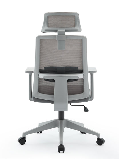 Griseo High Back Mesh Operator Armchair with  Adjustable Headrest in Grey