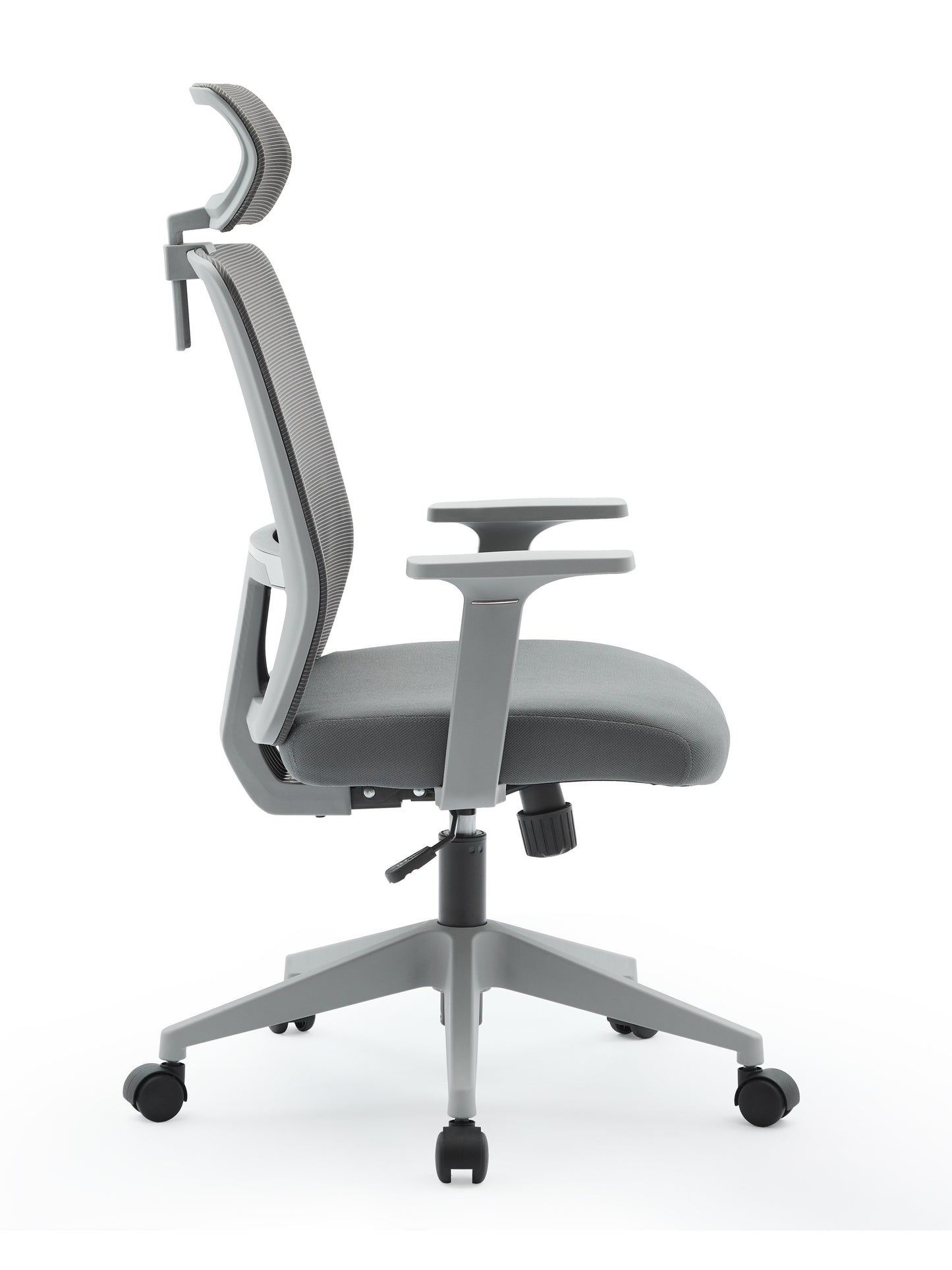 Griseo High Back Mesh Operator Armchair with  Adjustable Headrest in Grey