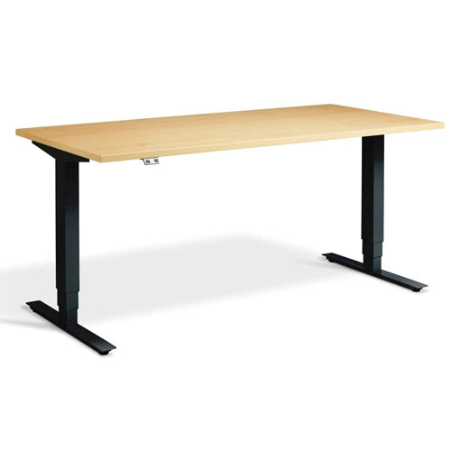 Value 1200x800mm Height Adjustable Desk Light Oak Top Black Legs