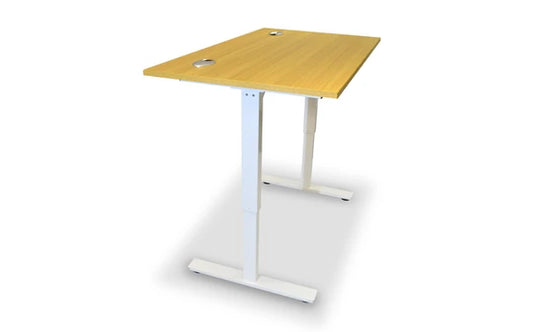 Value 1200x800mm Height Adjustable Desk Light Oak Top White Legs