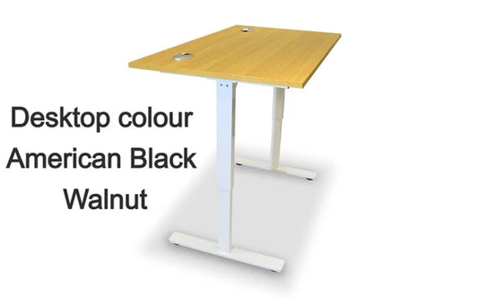 Value 1400x800mm Height Adjustable Desk American Black Walnut Top White Legs