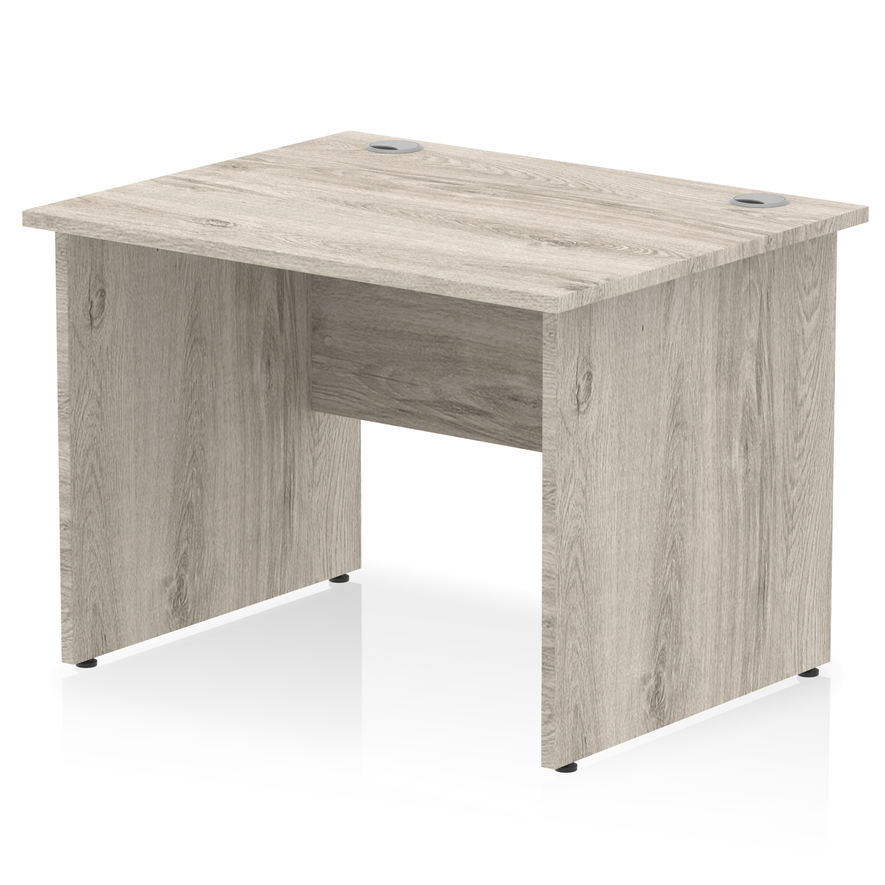 Grey oak straight desk on a white background