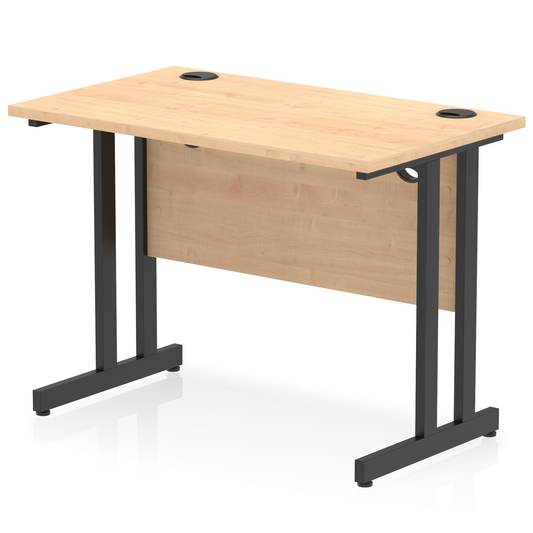 Impulse 1000x600mm Straight Desk, Maple Top with Black Cantilever Legs