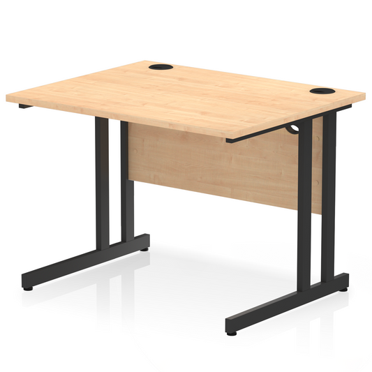 Impulse 1000x800mm Straight Desk, Maple Top with Black Cantilever Legs