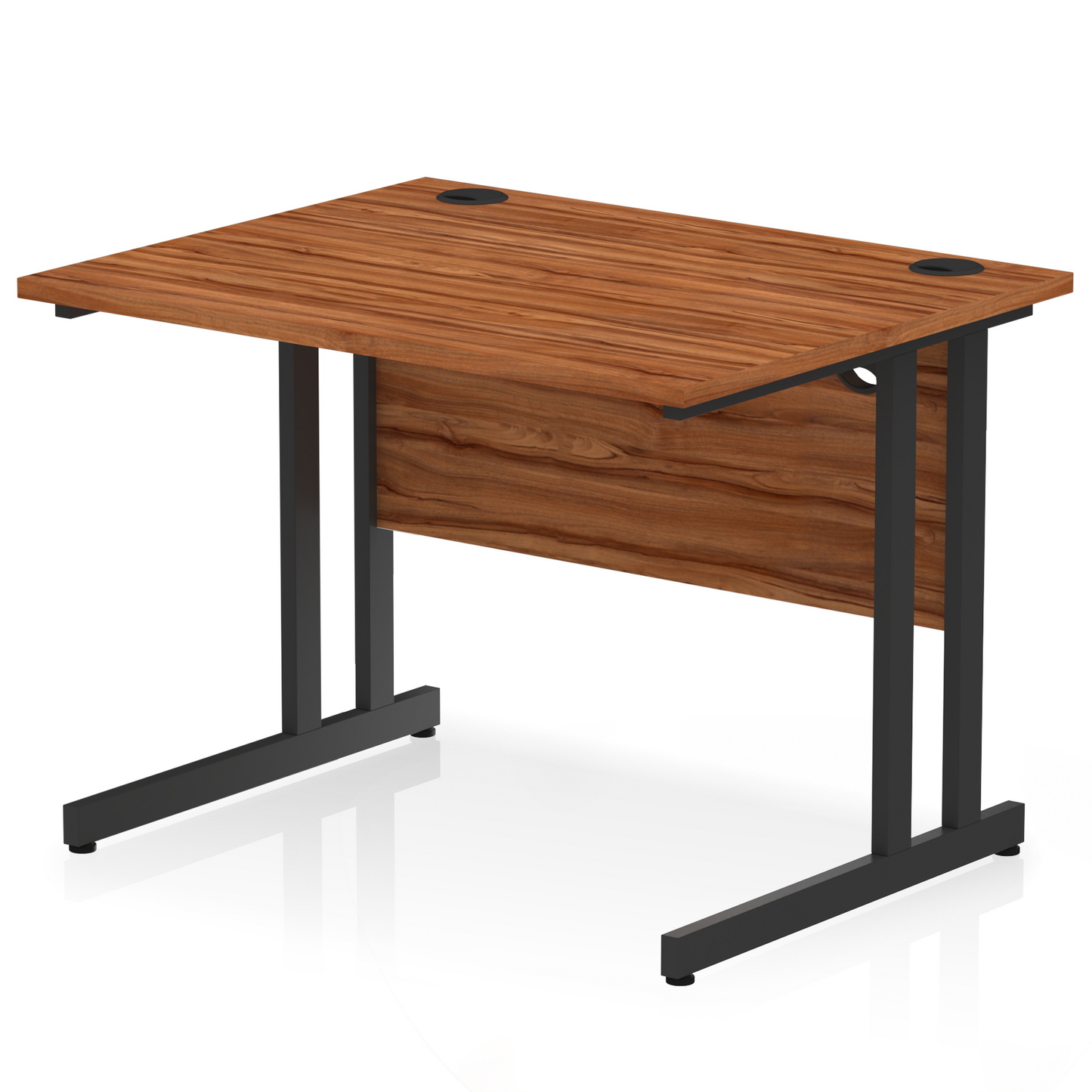Walnut straight desk on a white background