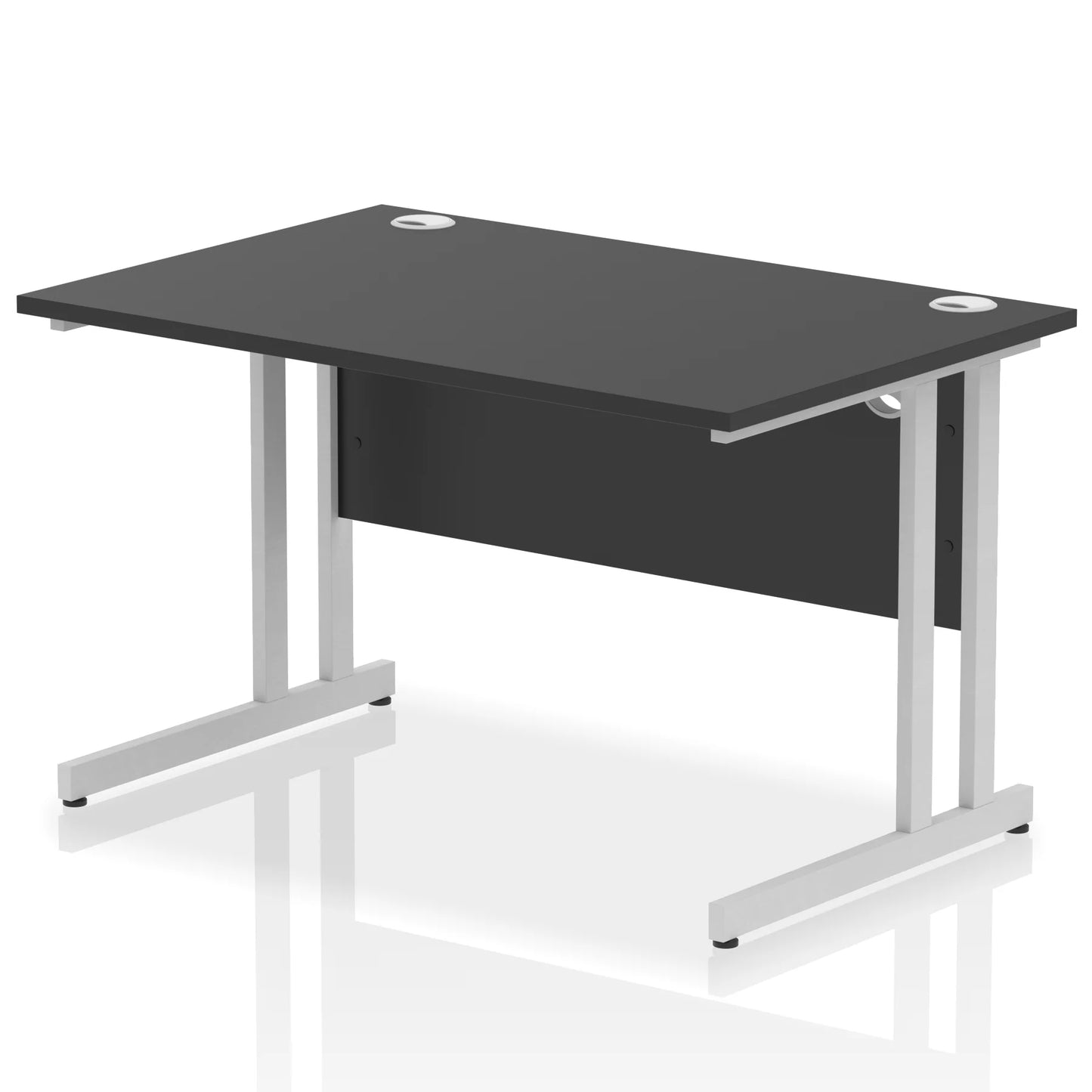 Black straight desk on a white background