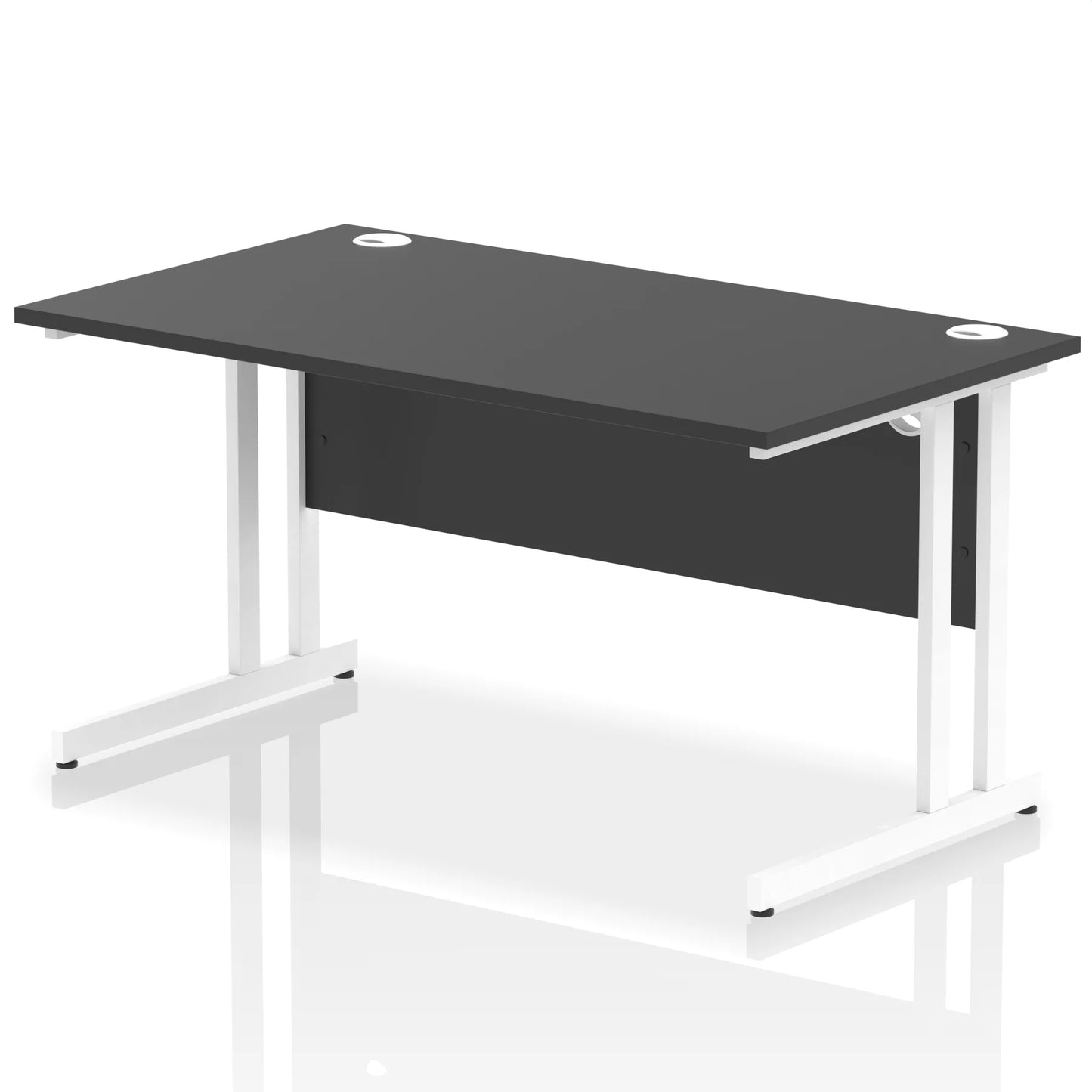 Black straight desk on a white background