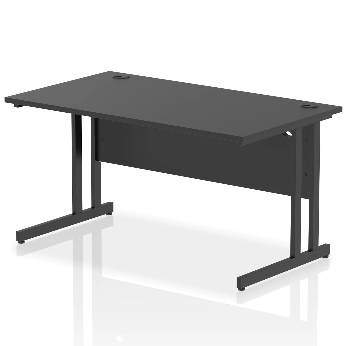 Black straight desk on a white background