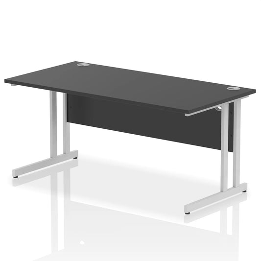 Black straight desk on a white background