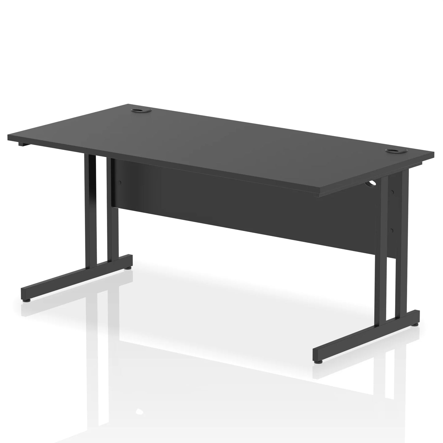 Black straight desk on a white background