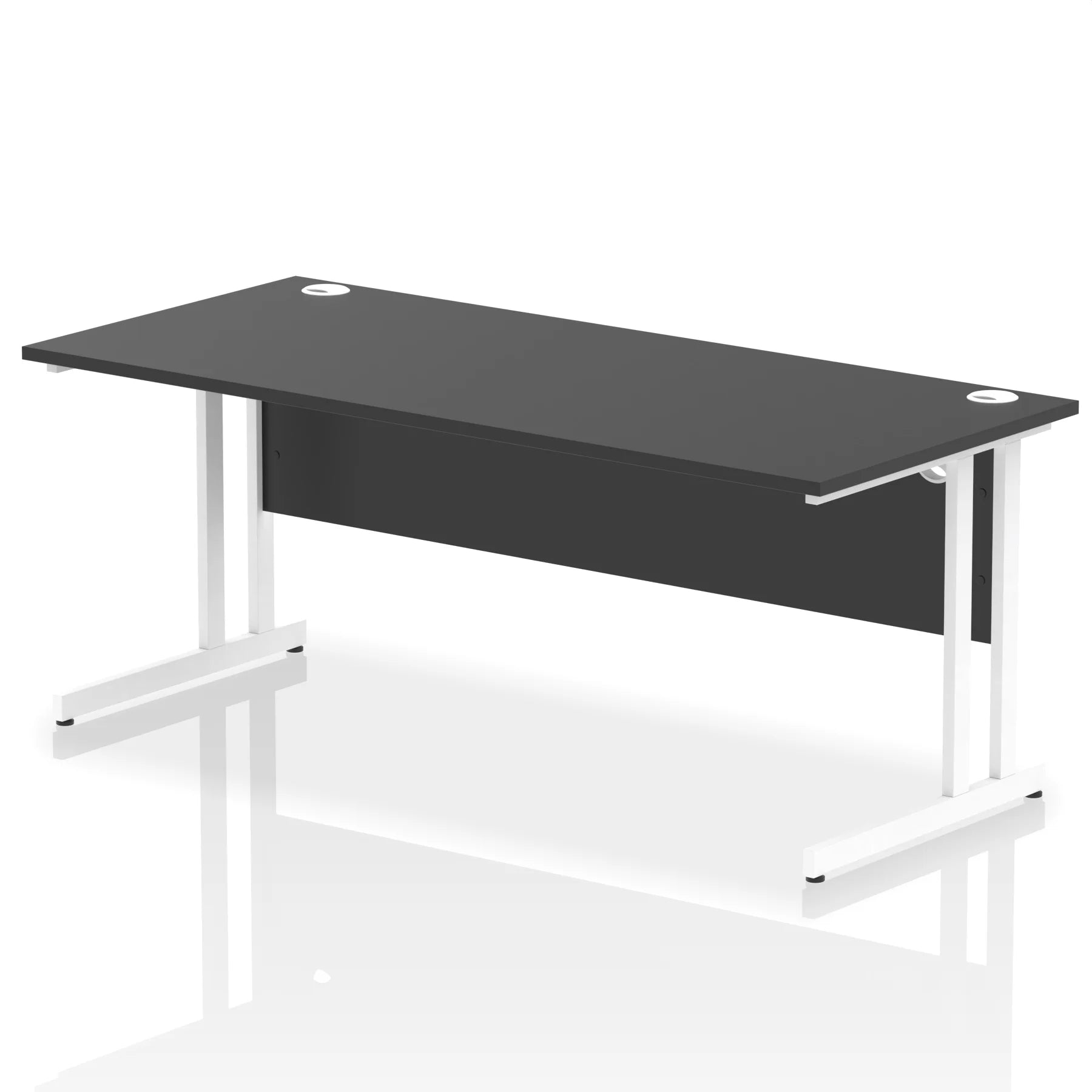 Black straight desk on a white background