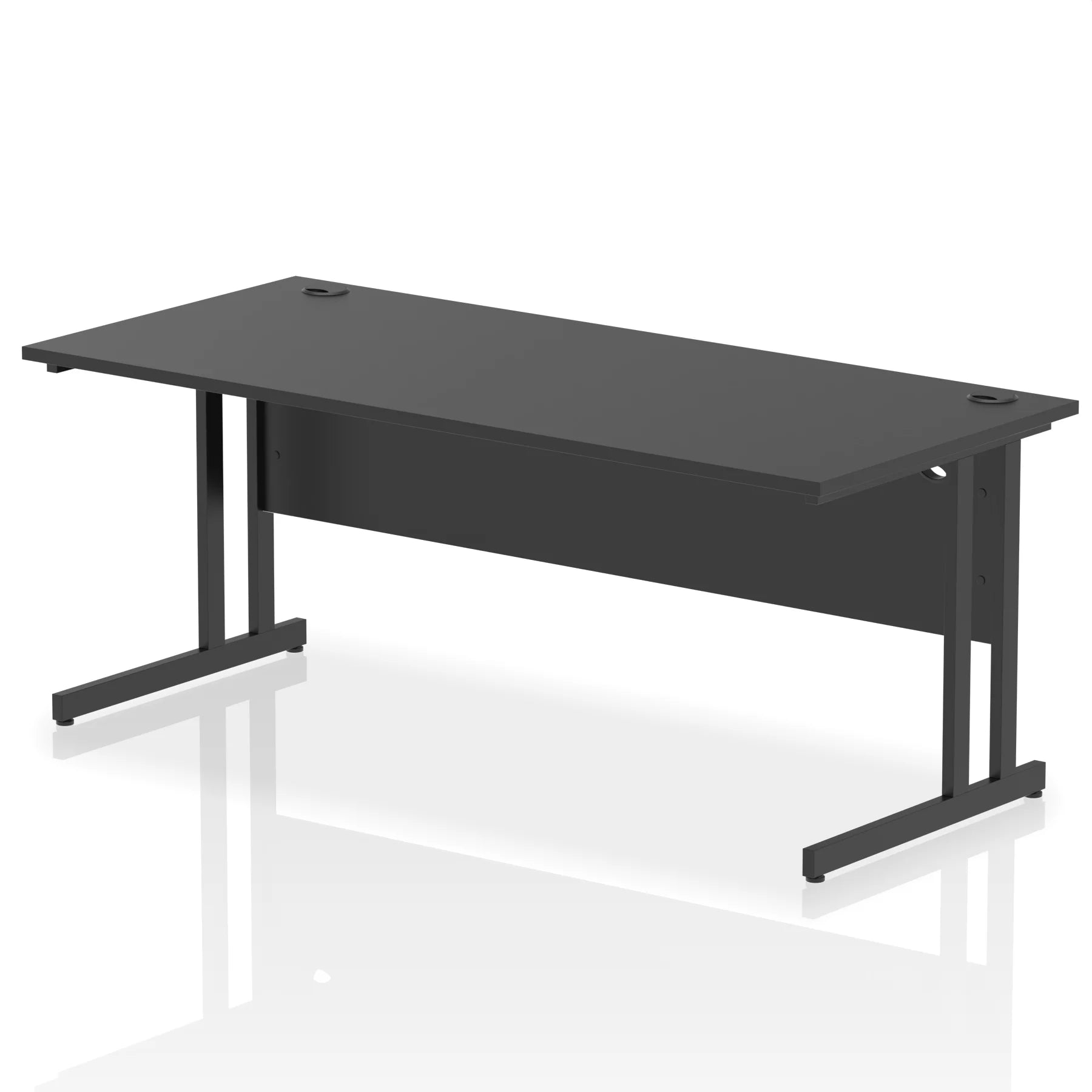 Black straight desk on a white background