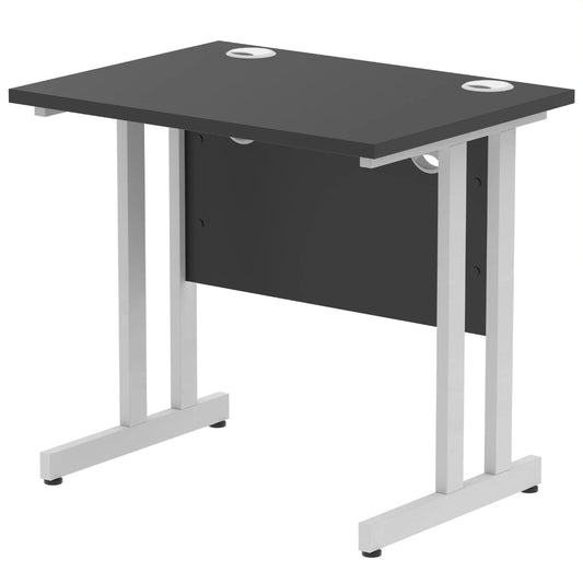 Black straight desk on a white background