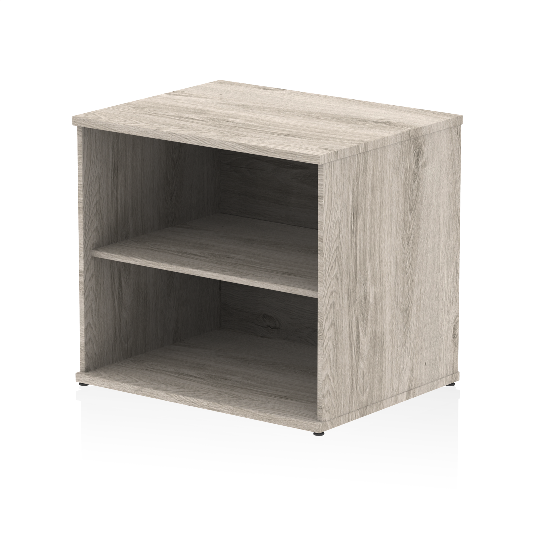 Wooden bookcase with one shelf on a white background
