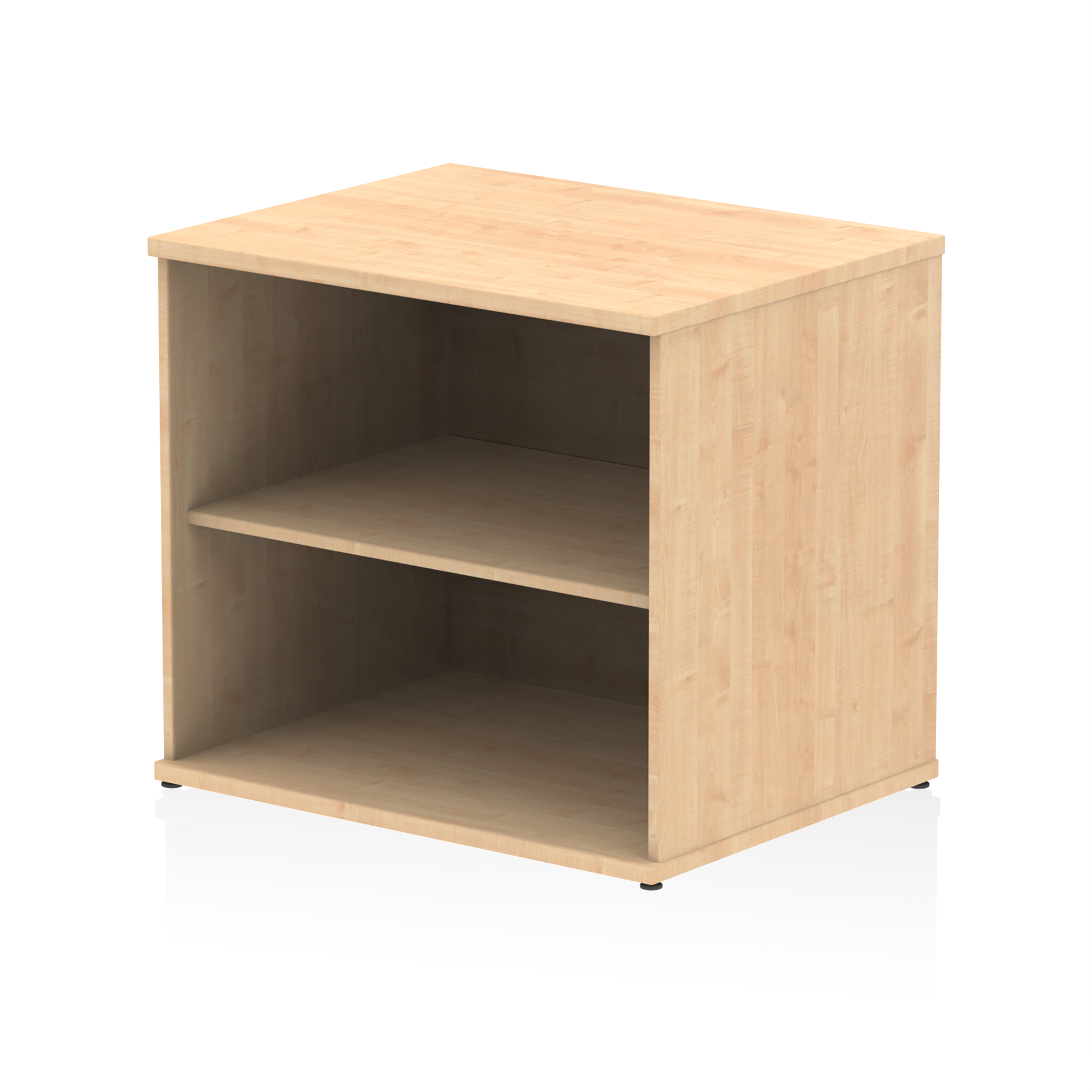 Wooden bookcase with one shelf on a white background