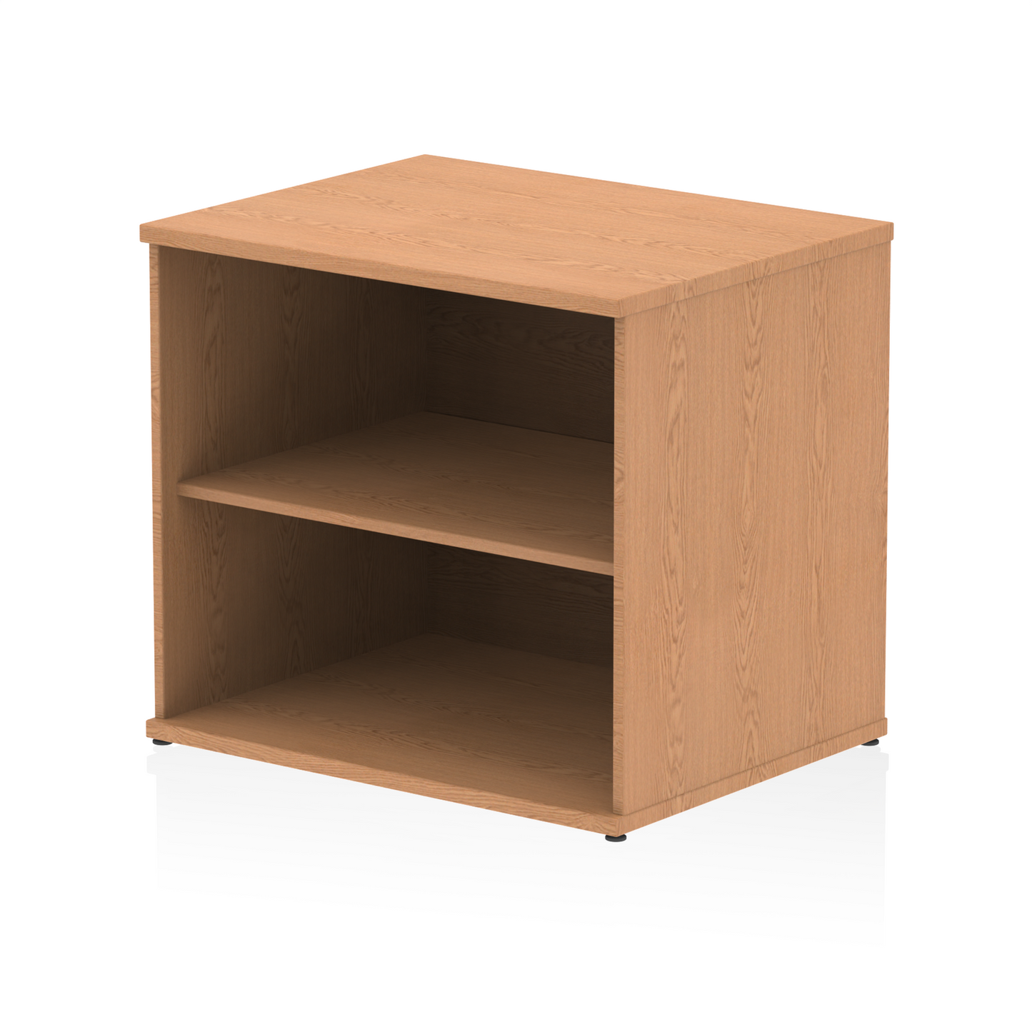Wooden bookcase with one shelf on a white background